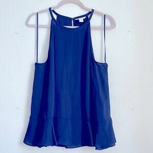 Diane Von Furstenberg Lizzie 100% silk high neck peplum tank top sz L